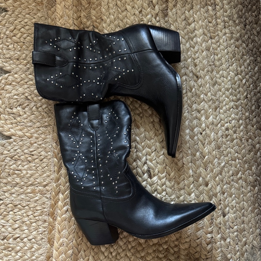 Matisse Black Studded Heeled Boots